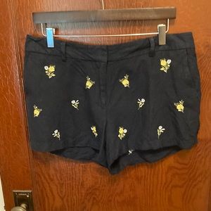 Navy, floral embroidered loft shorts size 8